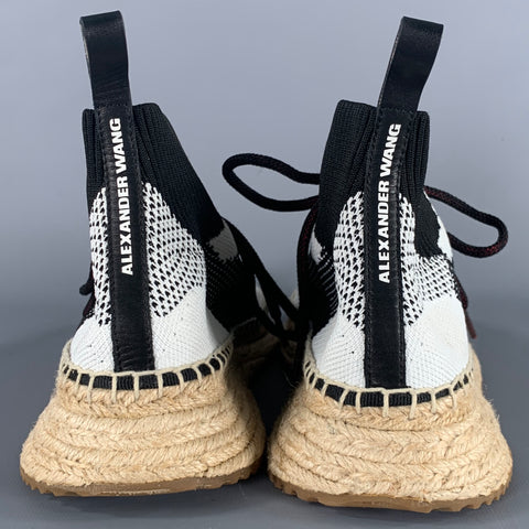 ALEXANDER WANG Size 6 White Black Espadrille Sock Sneakers