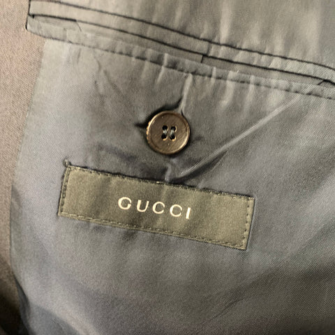 GUCCI Size 42 Navy Solid Wool Notch Lapel Sport Coat