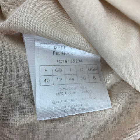 CHRISTIAN DIOR Size 8 Beige Silk Cotton Pleated Cap Sleeves Casual Top