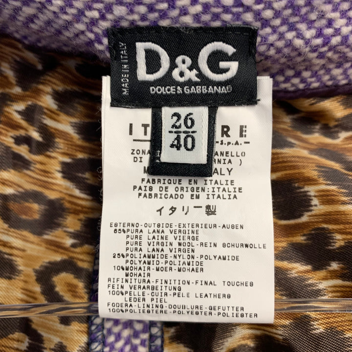 D&G by DOLCE & GABBANA Size 26 Purple White Wool Blend Woven Flared Dress Pants