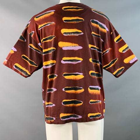 DRIES VAN NOTEN x LEN LYE Size S Burgundy Orange Purple Abstract Cotton Oversized T-shirt
