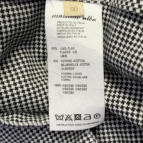 MASSIMO ALBA Size 34 Navy Herringbone Linen Cotton Flat Front Dress Pants
