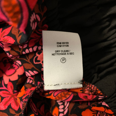 DEREK LAM Size 6 Pink Orange Viscose Floral V Neck Casual Top
