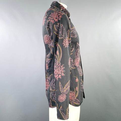 Chemise à manches longues en coton à motifs floraux abstraits gris et violet TED BAKER Taille L