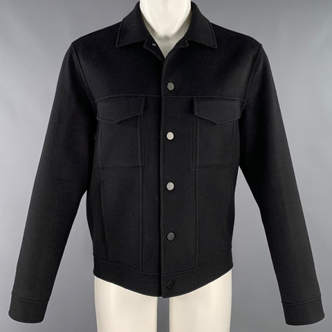THEORY Size M River Black Cashmere Wool Snaps Jacket