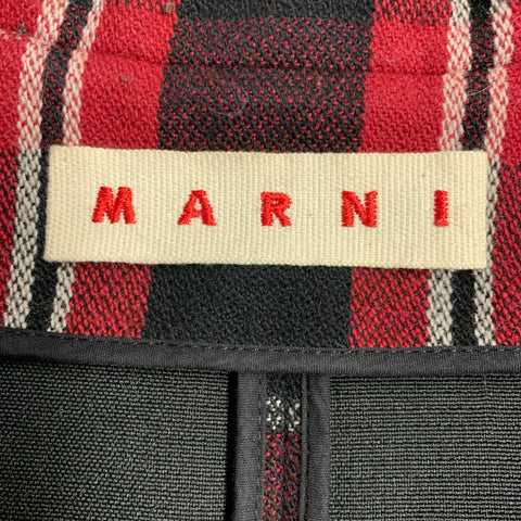 MARNI Size 8 Red Black Polyester Blend Plaid Snaps Jacket