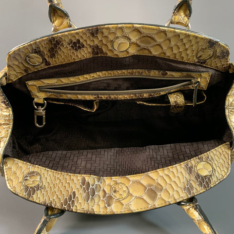 COLE HAAN Tan Brown Snakeskin Not Listed Top Handles Bag