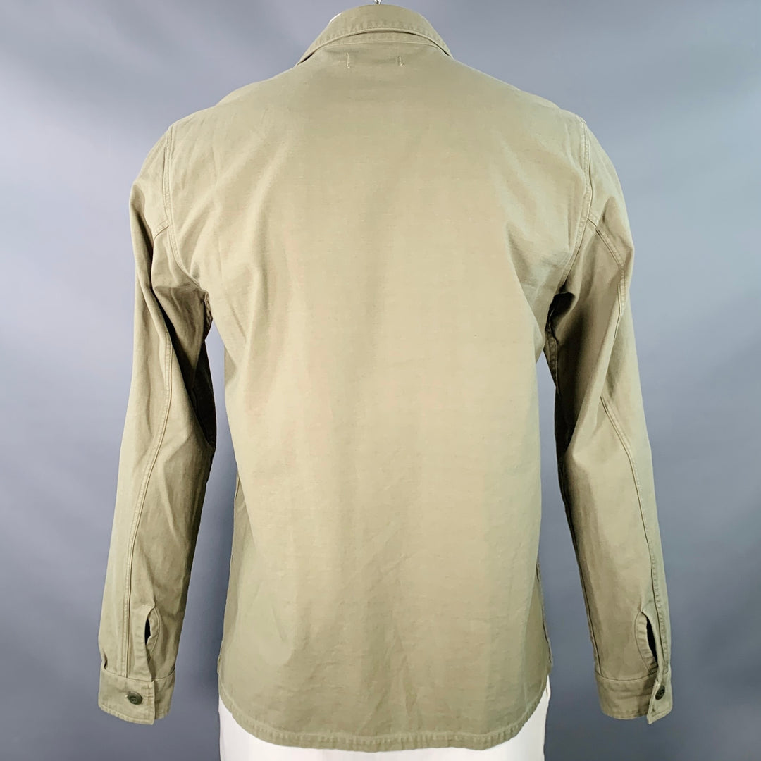 NONNATIVE Size XL Green Olive Cotton Two Pockets Long Sleeve Shirt