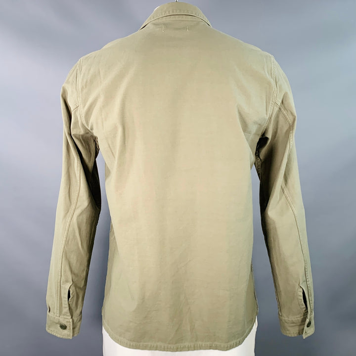 NONNATIVE Size XL Green Olive Cotton Two Pockets Long Sleeve Shirt