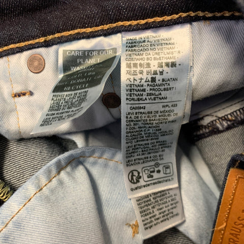 LEVI STRAUSS Size 32 Indigo Contrast Stitch Denim Straight Jeans