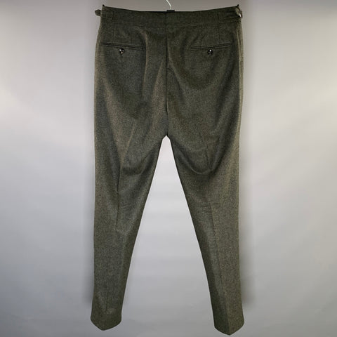 VITALE BARBERIS CANONICO Size 34 Dark Grey Pleated Wool Dress Pants