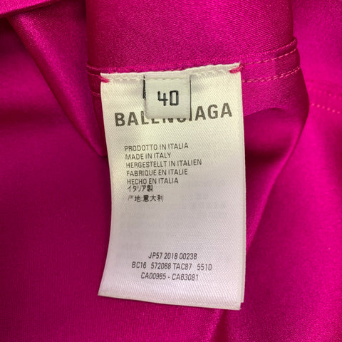 BALENCIAGA Size M Pink Fuchsia Silk Button Up Long Sleeve Shirt