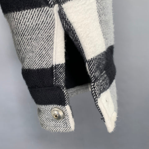 SANDRO Size M Black White Buffalo Plaid Cotton Shirt Jacket