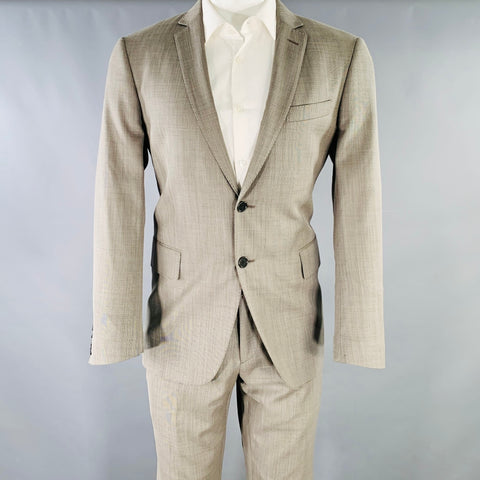 JOHN VARVATOS Size 40 Grey Woven Wool Notch Lapel Suit