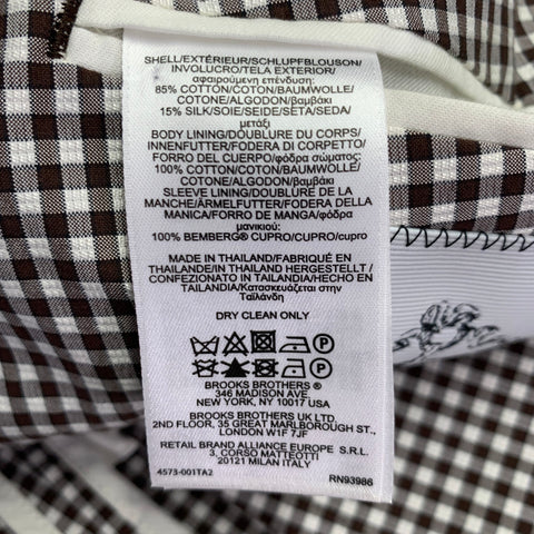 BLACK FLEECE Size 42 White Brown Checkered Cotton Silk Sport Coat