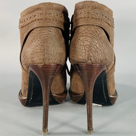 BURBERRY PRORSUM Size 9 Howcroft Brown Leather Fringe Lace-Up Platform Booties Pumps