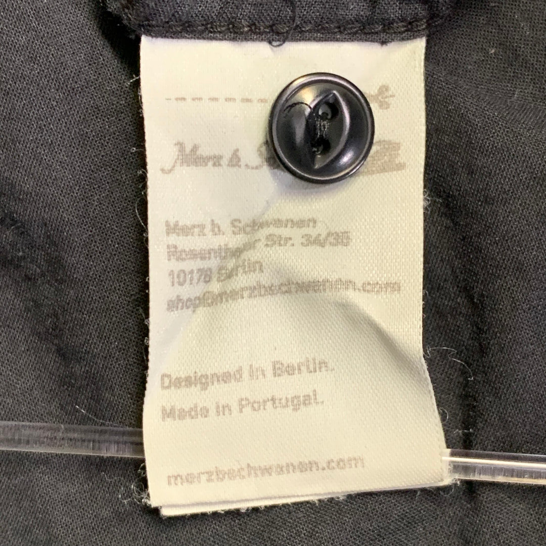MERZ B. SCHWANEN Size XL Black Organic Cotton One Pocket Oversized Short Sleeve Shirt