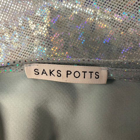 SAKS POTTS Size S Silver Blue Polyamide Elastane Metallic A-Line Outfits & Sets
