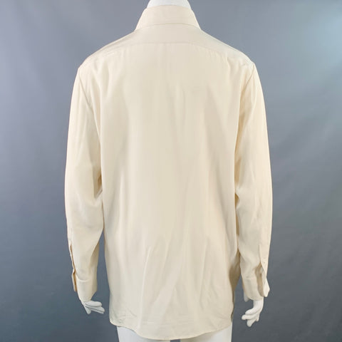 THE ROW Size L Cream Silk Crepe Spread Collar Shirt