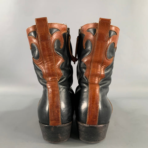 HAIDER ACKERMANN Size 9 Brown Black Leather Boots