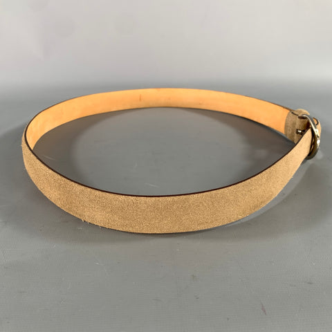 BERGDORF GOODMAN Size 38 Khaki Solid Suede Belt