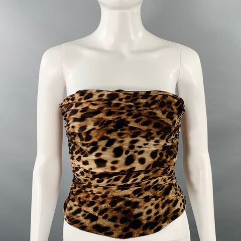 SKIMS Size S Black Beige Silk Chiffon Animal Print Bustier Dress Top