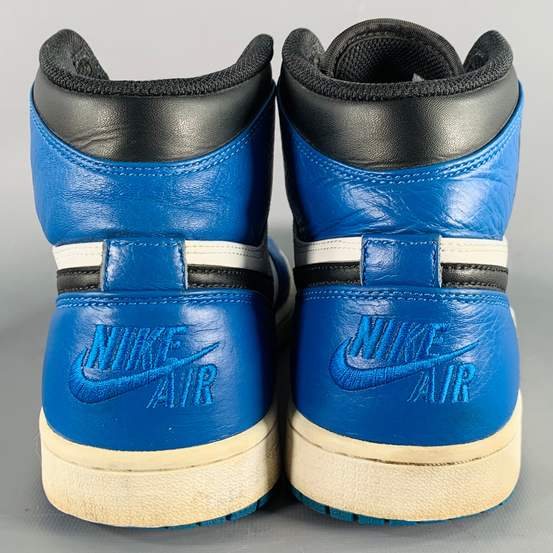 NIKE Size 10 Blue White Black Color Block High Top Sneakers