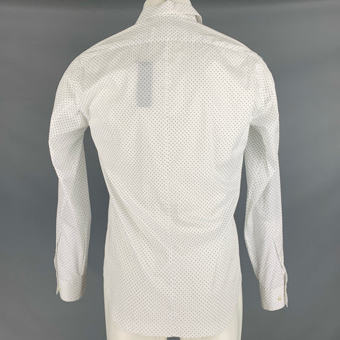 THEORY Size S White Black Dots Cotton Button Up Long Sleeve Shirt