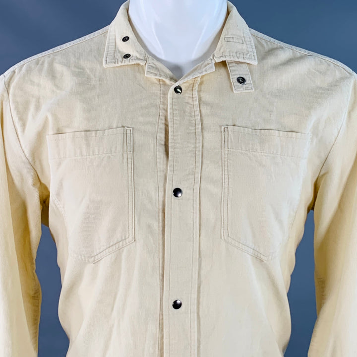 NICE COLLECTIVE Size M Cream Corduroy Cotton Two Pockets Snaps Long Sleeve Shirt