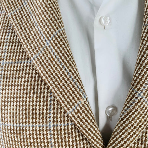 RALPH LAUREN Size 40 Brown Beige Plaid Cotton Notch Lapel Sport Coat