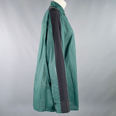 HAIDER ACKERMANN Size 4 Green Black Cotton Oversized Shirt