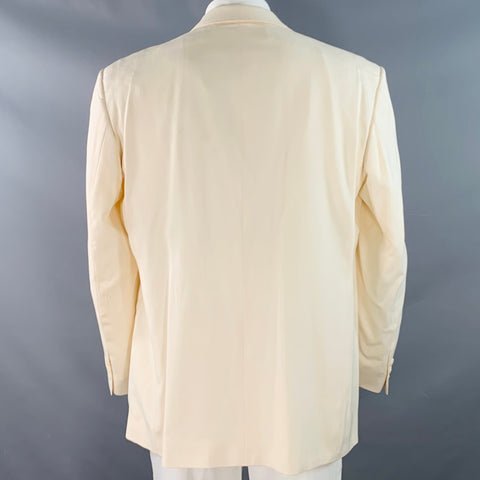 SAKS FIFTH AVENUE Size 48 Cream Silk Double Breasted Single Button Sport Coat