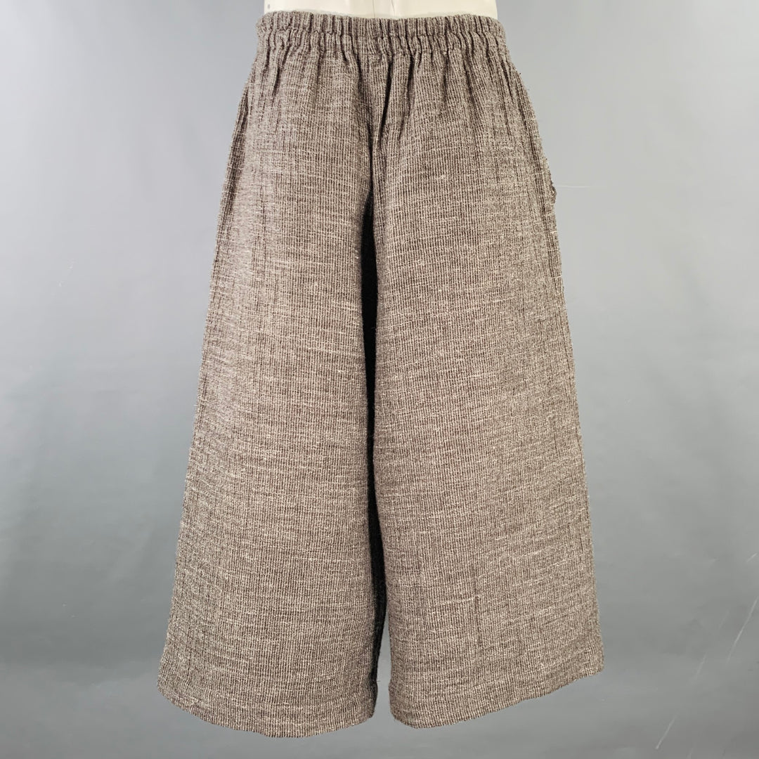 YUTA MATSUOKA Size L Grey White Cotton Wool Linen Wide Leg Casual Pants