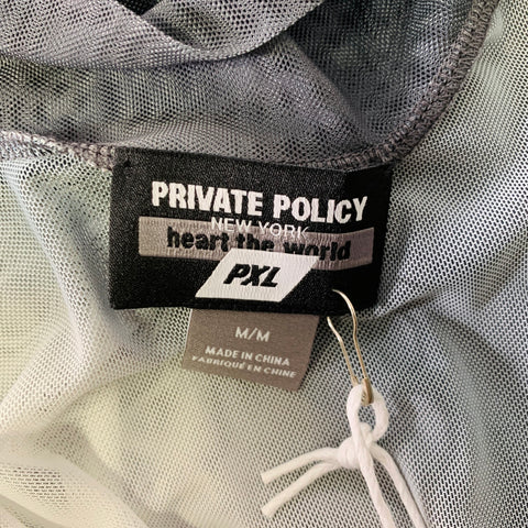 PRIVATE POLICY Size M Giant Check Mesh Black White Polyester Blend Ombre Casual Top