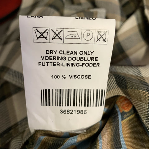 KLEIN EPSTEIN & PARKER Logue Size M Tan Olive Plaid Wool Blend See Through Coat