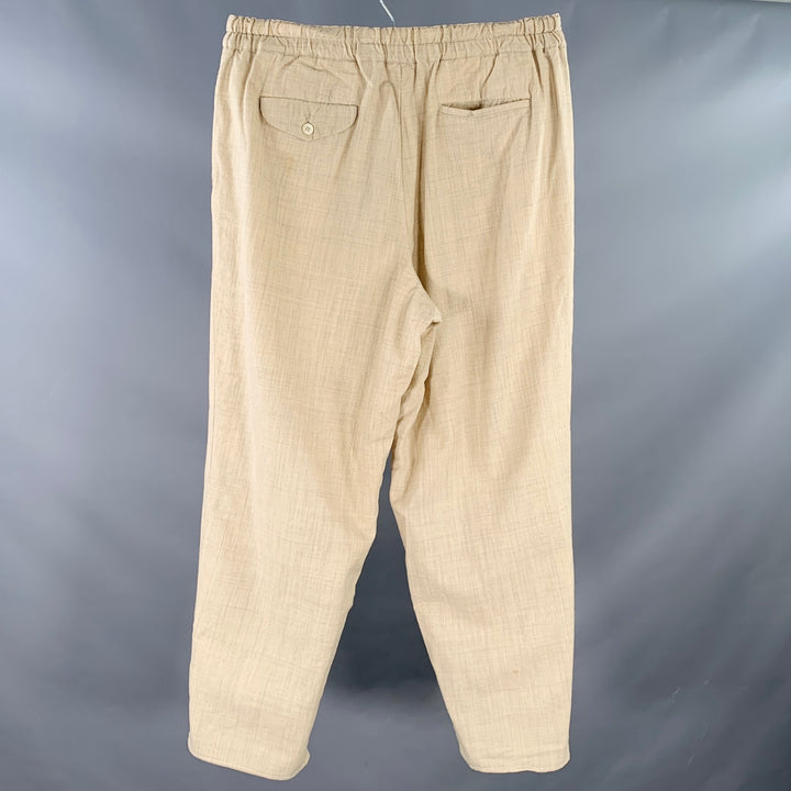 COMME des GARCONS Size L Beige Crepe Wool Drop Crotch Drawstring Casual Pants