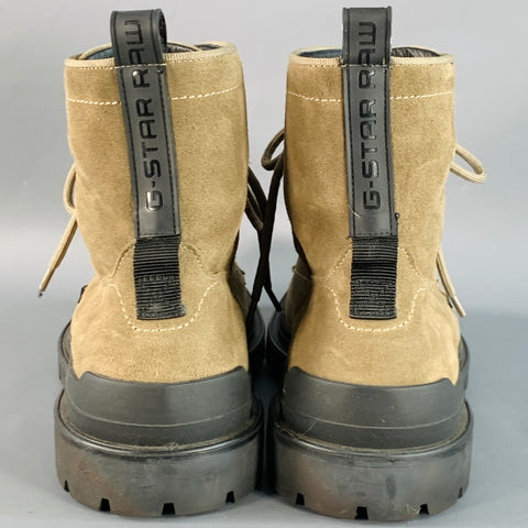 G-STAR Size 10 Green Olive Suede Tread Sole Lace-Up Ankle Boots