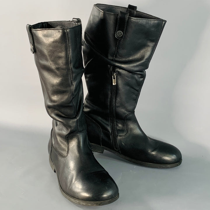 BIRKENSTOCK Size 9 Black Ruched Leather Pull On Side Zipper Boots