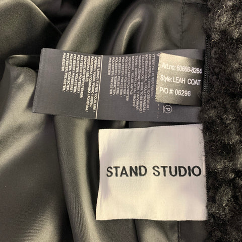 STAND STUDIO Size S Leah Black Polyester Shaggy Oversized Faux Fur Snaps Coat