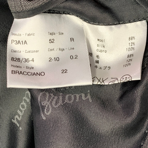 BRIONI Size 42 Regular Grey Black Glenplaid Wool Silk Blend Peak Lapel Suit