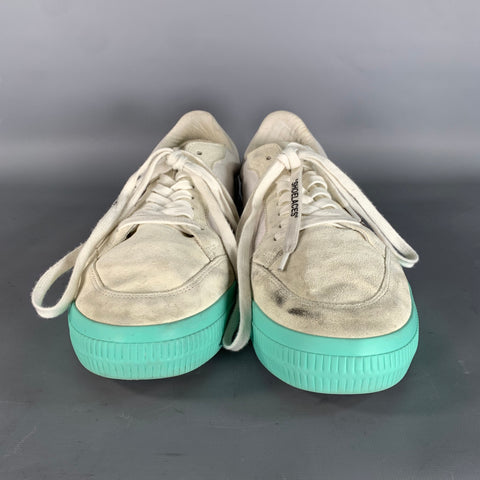 OFF-WHITE Size 11.5 White Mint Mixed Fabrics Suede Canvas Sneakers