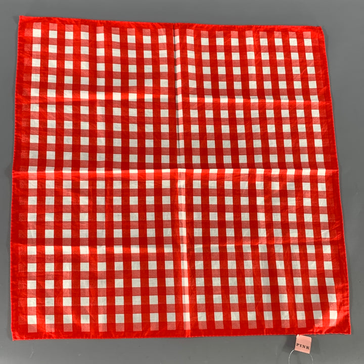 PINK Red White Checkered Cotton Pocket Square