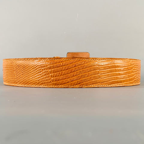 IL RICCIO Brown Snake Embossed Leather Belt
