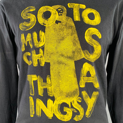 AGNÈS B. x VINCENT MICHEA Size XL Black Yellow Graphic Print Cotton Crew Neck Pullover