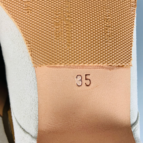 CHANEL Talla 5 Botas con cordones y puntera de ante gris y negro