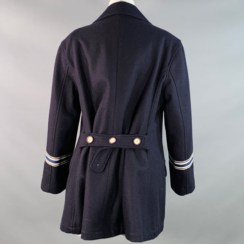 GIORGIO ARMANI Size M Navy White Wool Blend Double Breasted Coat