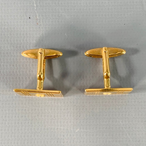 DUNHILL Gold Engraved Metal Monogram Cuff Links