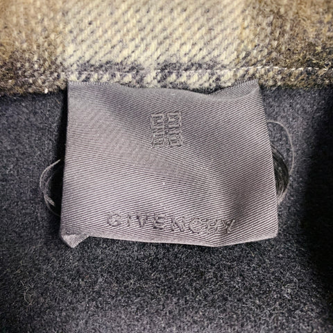 GIVENCHY Size L Green Black Plaid Monogram Wool Long Sleeve Shirt Jacket