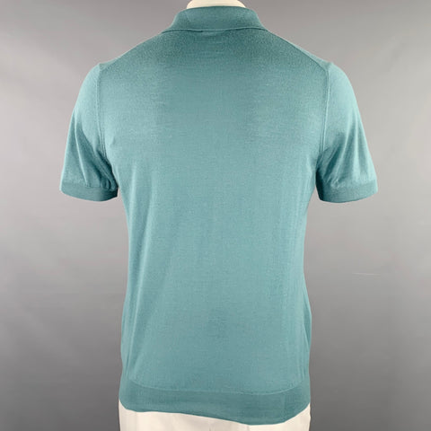 PRADA Size L Green Knit Wool Buttoned Polo