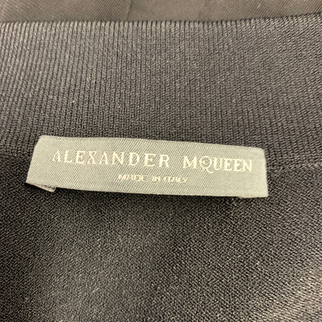 ALEXANDER MCQUEEN Size 8 Black Viscose Pleated 3/4 Sleeves Dress